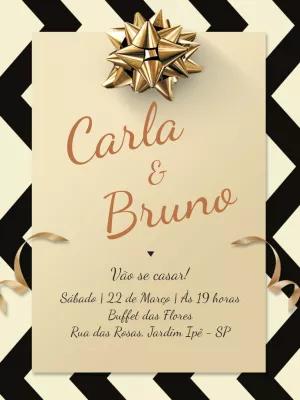 Convite de Casamento Preto e Dourado para Editar Online