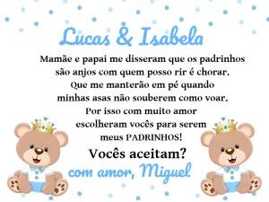 Pedido para Padrinhos de Batismo Ursinho Príncipe Editável