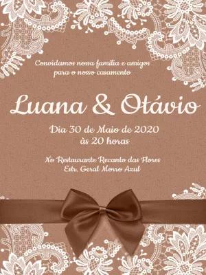 Convite de Casamento Rústico Rendado para Editar Online