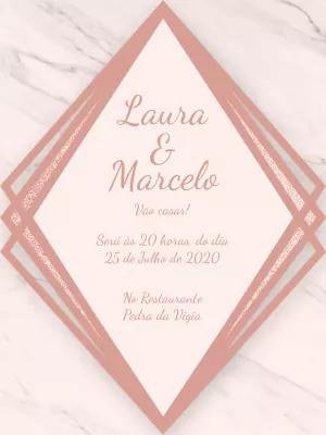 Convite de Casamento Rosa e Glitter Geométrico para Editar Online