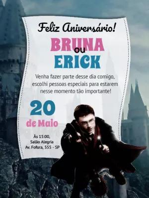 Convite de Aniversário Harry Potter Editável Online para Imprimir