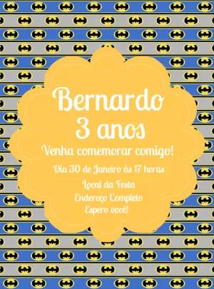 Convite de Aniversário Batman Editável para Enviar Online