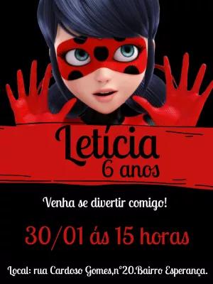 Convite de Aniversário Ladybug Miraculous para Editar Online