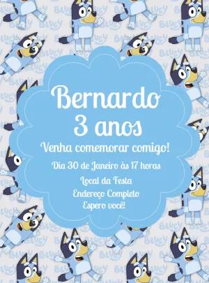 Convite de Aniversário Bluey e Bingo para Editar Online