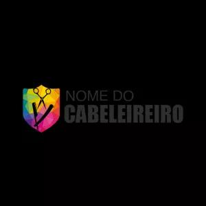 Logotipo para Cabeleireiro e Barbearia com Escudo para Editar
