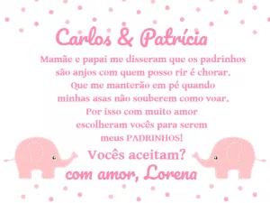 Convite Padrinhos Batismo Elefantinha Rosa para Editar
