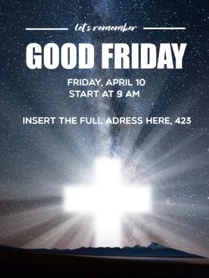 Editable Good Friday Service Post with Glowing Cross to Edit