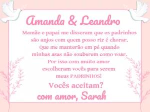 Convite Padrinhos de Batismo Delicado com Anjos para Editar