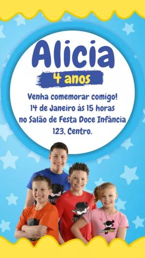 Convite de Aniversário Ninja Kidz para Editar Online