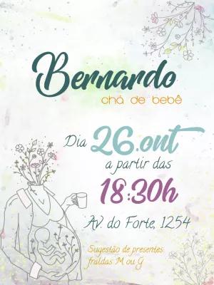 Convite Chá de Bebê Aquarela Delicado para Editar Online