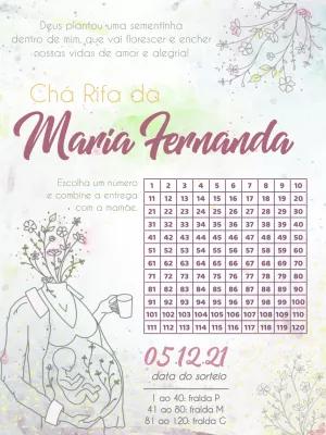 Convite Chá Rifa Gestante Floral para Editar Online