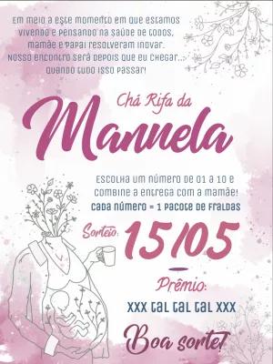 Convite Chá Rifa Gestante Aquarela para Editar Online