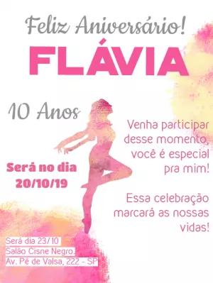 Convite Aniversário Bailarina Rosa para Editar Online