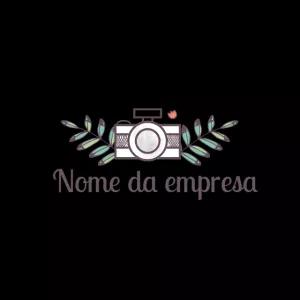 Logo Editável para Fotógrafos com Câmera e Ramos Delicados