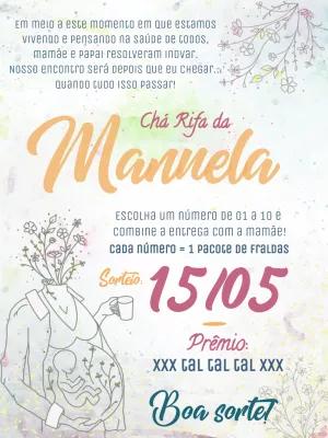 Convite Chá Rifa Gestante Aquarela para Editar Online
