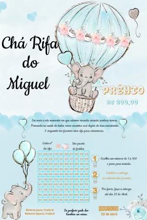 Chá Rifa Elefantinho Balão Azul para Editar Online