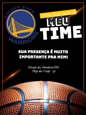 Convite de Aniversário Basquete Warriors para Editar Online