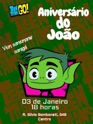 Convite de Aniversário Mutano Jovens Titãs para Editar Online