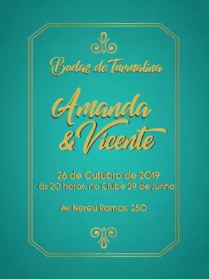 Convite Bodas de Turmalina Elegante para Editar Online