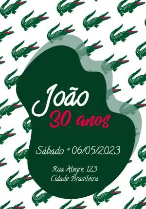Convite Aniversário Jacaré Estilo Grife para Editar Online