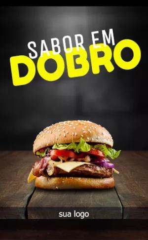 Arte para Lanchonete com Hambúrguer para Editar Online