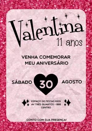 Convite de Aniversário com Glitter Rosa para Editar Online