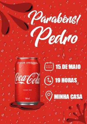 Convite de Aniversário Coca-Cola para Editar Online
