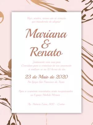 Convite de Casamento Rosê Gold Marmorizado para Editar
