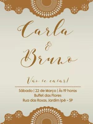 Convite de Casamento Renda Elegante para Editar Online