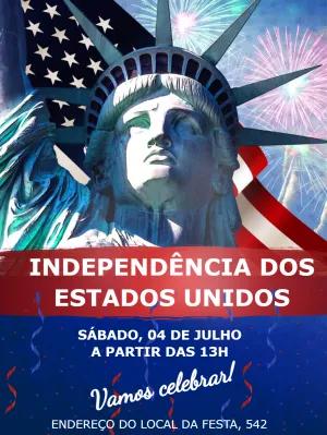Convite Independência dos EUA com bandeira para Editar Online