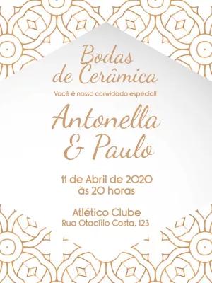 Convite Bodas de Cerâmica Elegante para Editar Online