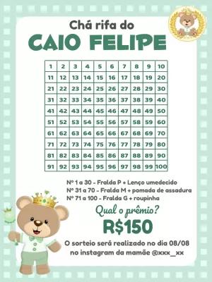 Convite Chá Rifa Ursinho Príncipe Editável Online