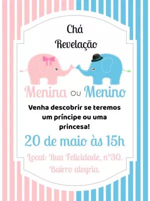 Convite Chá Revelação Elefantinhos para Editar Online