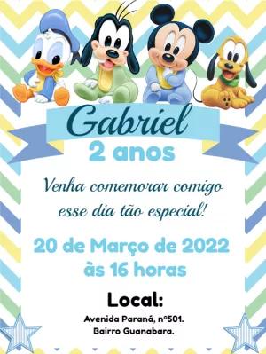 Convite Aniversário Mickey Baby e Turma para Editar Online