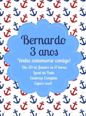 Convite de Aniversário Marinheiro com Âncoras para Editar