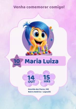 Convite de Aniversário Divertidamente Alegria para Editar