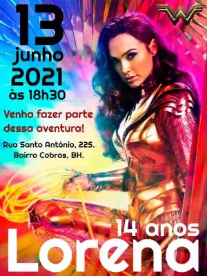 Convite de Aniversário Mulher Maravilha para Editar Online