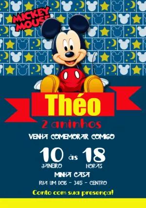 Convite de Aniversário Mickey Mouse para Editar Online