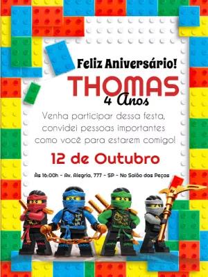 Convite de Aniversário Lego Ninjago para Editar Online