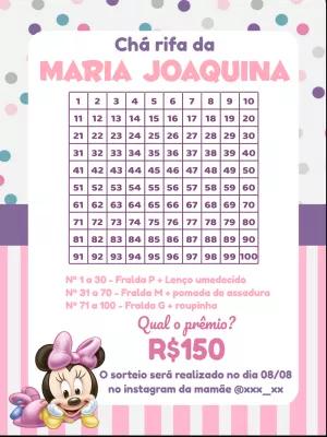 Chá Rifa Minnie Baby Editável para Imprimir ou Enviar