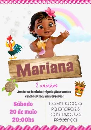 Convite de Aniversário Moana Baby Editável Online
