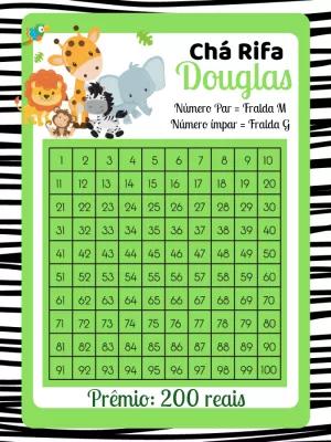 Chá Rifa Safari com Bichinhos Editável para Chá de Bebê