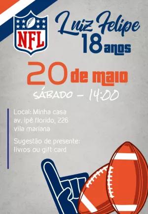 Convite de Aniversário NFL Futebol Americano para Editar Online
