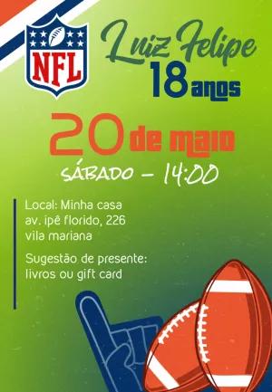 Convite de Aniversário NFL Editável para Enviar Online