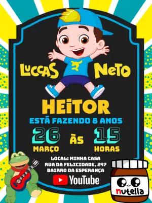 Convite de Aniversário Luccas Neto para Editar Online