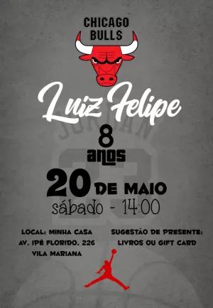 Convite Aniversário Chicago Bulls NBA para Editar Online
