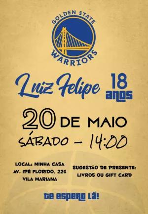 Convite Aniversário Golden State Warriors NBA para Editar Online