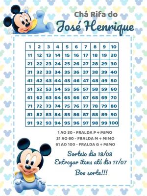 Rifa Chá de Bebê Mickey Mouse Baby Editável Online