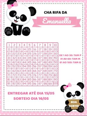 Chá Rifa de Pandinha Rosa Editável Online para Imprimir