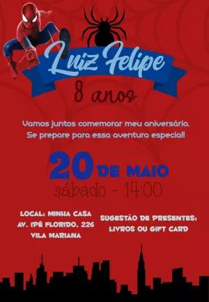 Convite Aniversário Homem-Aranha para Editar Online